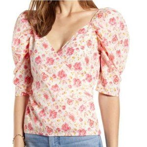 Something Navy Elbow Length Puff Shoulders